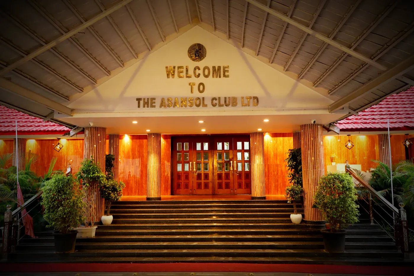 Asansol Club signed main entrance at night
