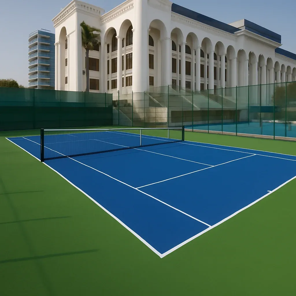 Calicut Cosmopolitan Club — tennis court and clubhouse