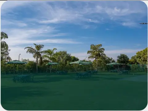 Landscaped grounds at Emerald Garden Club