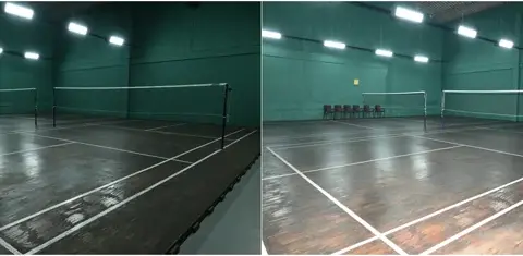 Badminton-court photo strip at KC Palace Club