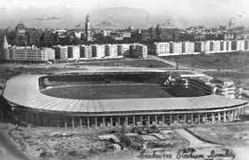 Historical aerial photograph of Brabourne Stadium, Cricket Club of India